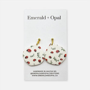 Ladybug Dangle Earrings By Emerald and Opal