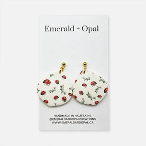 Ladybug Dangle Earrings By Emerald and Opal