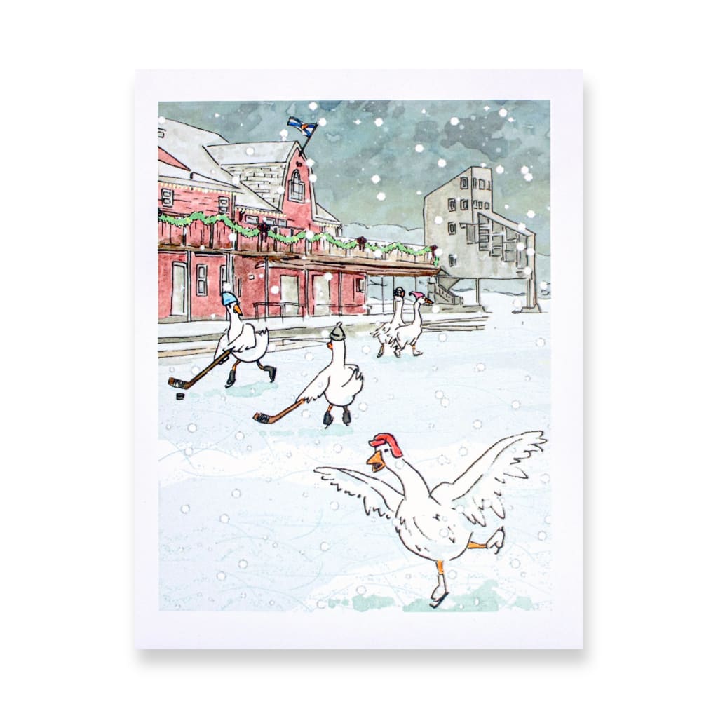 Lake Banook Winter Geese Card By Bard