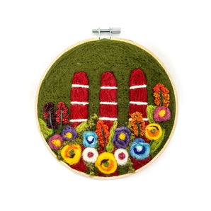 Large Felted Hoop - Wildflowers & Smokestacks (Green