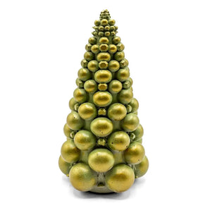 Large Green & Gold Gem + Bubble Concrete Christmas Tree