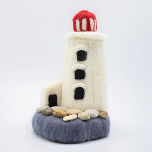 Large Lighthouse Sculpture with Stones By Magic of Wool