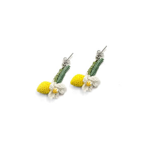 Lemon Blooms Crochet Stud Earrings By HG Craft