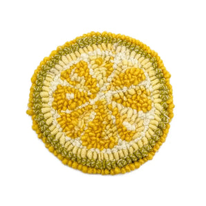 Lemon Rug Hooked Coaster By Lucille Evans Rugs