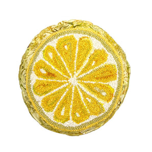Lemon Rug Hooked Pillow By Lucille Evans Rugs
