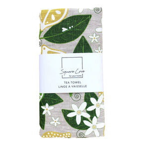 Lemons Linen Tea Towel By Square Love