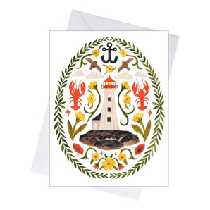 Lighthouse & Lobsters Card By Lucky Sprout Studio