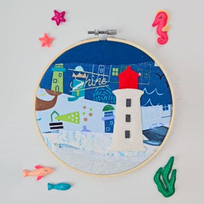 Lighthouse Stitched Hoop Art (various designs)