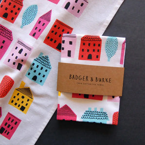 Little Houses Tea Towel By Badger & Burke