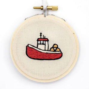 Lobster Boat Embroidery (various colours) By Katiebette
