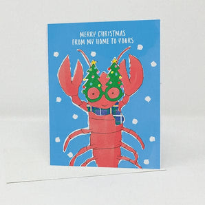 Lobster With Tree Glasses Holiday Seed Card By Jill & Jack