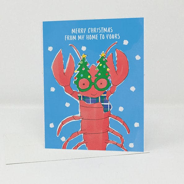 Lobster With Tree Glasses Holiday Seed Card By Jill & Jack