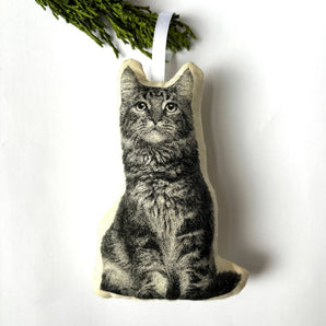 Longhair Cat Ornament By Broderpress