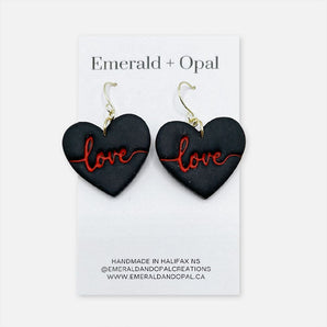 Love Heart Dangle Earrings (various colours) By Emerald