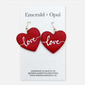 Love Heart Dangle Earrings (various colours) By Emerald