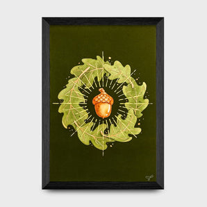 Lucky Acorn Gold Foil 5x7 Print By Tegan Thomas Illustration