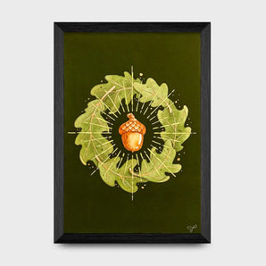 Lucky Acorn Gold Foil 5x7 Print By Tegan Thomas Illustration