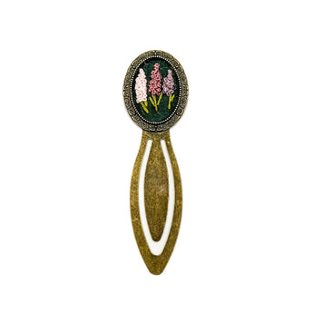 Lupins on Green Embroidered Bookmark By Aura Terra Jewels