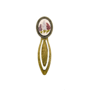 Lupins on Pink Embroidered Bookmark By Aura Terra Jewels