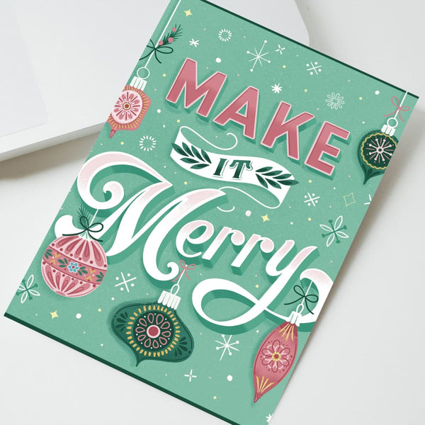 Make It Merry Vintage Ornaments Card By KDP Creative Hand