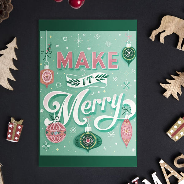 Make It Merry Vintage Ornaments Card By KDP Creative Hand