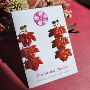 Maple Leaf Dangle Earrings By Pink Mallow Creations