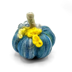 Medium Blue Felted Pumpkin By Magic of Wool