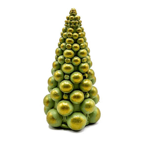 Medium Green & Gold Gem + Bubble Concrete Christmas Tree