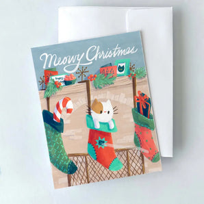 Meowy Christmas Cat Stocking Card By Julep and Trubbs Studio