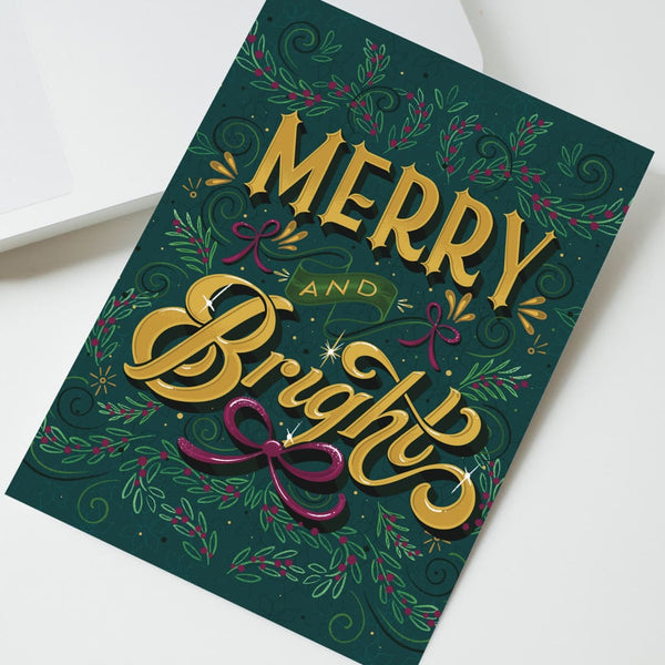 Merry & Bright Holly Berries Card By KDP Creative Hand