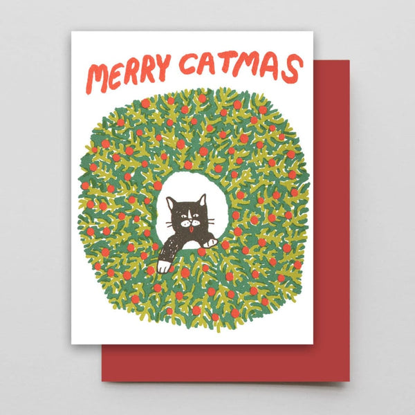 Merry Catmas Wreath Card By Hammerpress
