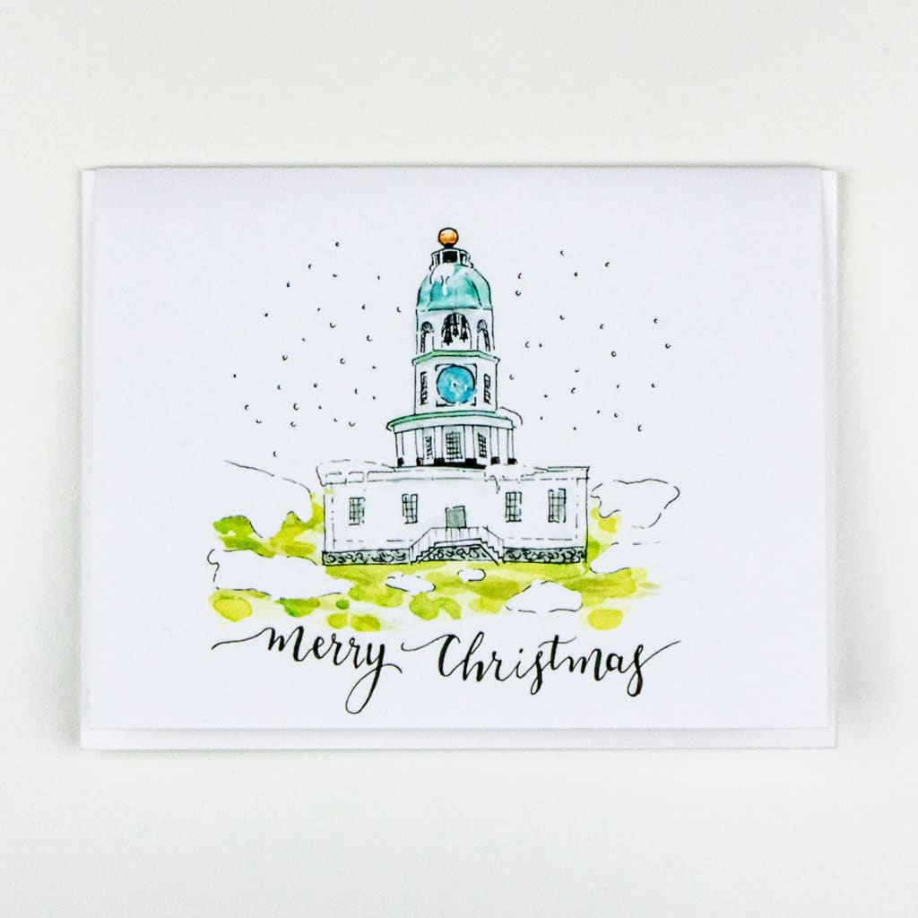 Merry Christmas Town Clock Card By Bard