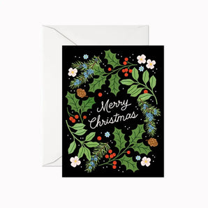 Merry Christmas Wreath Card By Linden Paper Co.