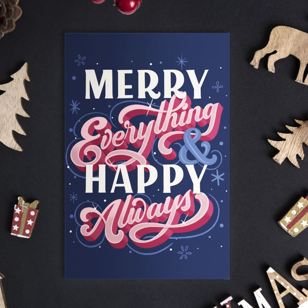 Merry Everything & Happy Always Pink And Navy Card By KDP
