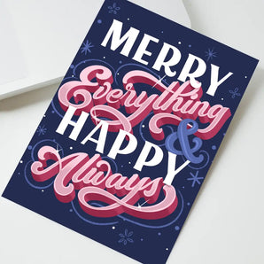 Merry Everything & Happy Always Pink And Navy Card