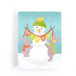 Merry Snowman Bunnies Card By Pedaller Designs