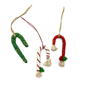 Mini Macrame Candy Cane Ornament (various designs) By Beta