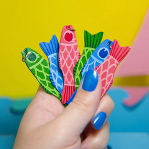 Mismatched Fish Earrings (various colours) By Printedmel