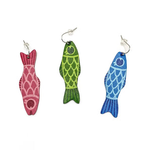 Mismatched Fish Earrings (various colours) By Printedmel