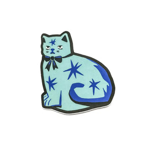 Moody Blue Cat Sticker By Printedmel