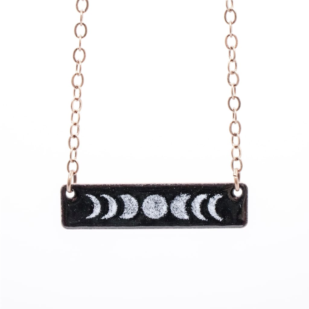 Moon Phase Bar Necklace in Black & White By Aflame Creations