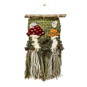 Moths & Mushrooms Woven Wall Hanging (various colours)