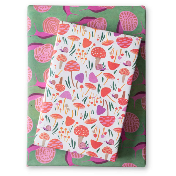 Mushrooms / Snails • Double-sided Eco Gift Wrap Sheets (3)