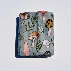 Muslin Swaddle Baby Blanket - Mushroom By Kourtni Gunn Art