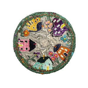 Neighbourhood Roundel Rug Hooked Mat By Lucille Evans Rugs