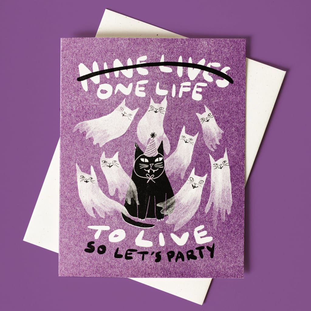 Nine Lives/One Life Birthday Card By Bromstad Printing Co.
