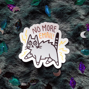 No More Email Cat Sticker By Kate Leth