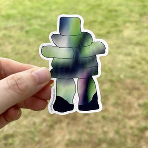 Northern Lights Inukshuk Sticker By hi love. greetings
