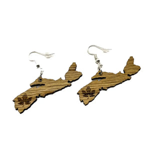 NS Map - Hardwood Dangle Earrings (various colours) By Blue