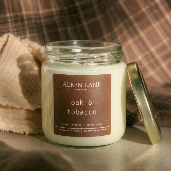 Oak & Tobacco 8oz Soy Candle By Alben Lane